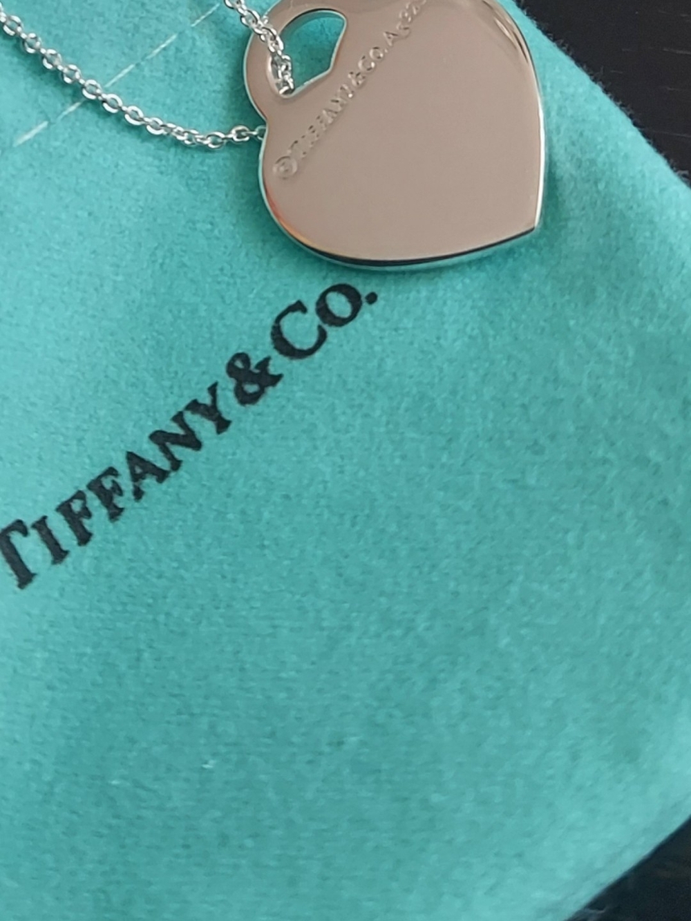 Tiffany & Co. Silver Heart Tag Necklace with Tiffany Blue Pouch - Picture 5 of 5